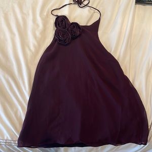 Boutique deep purple halter with rosette accents